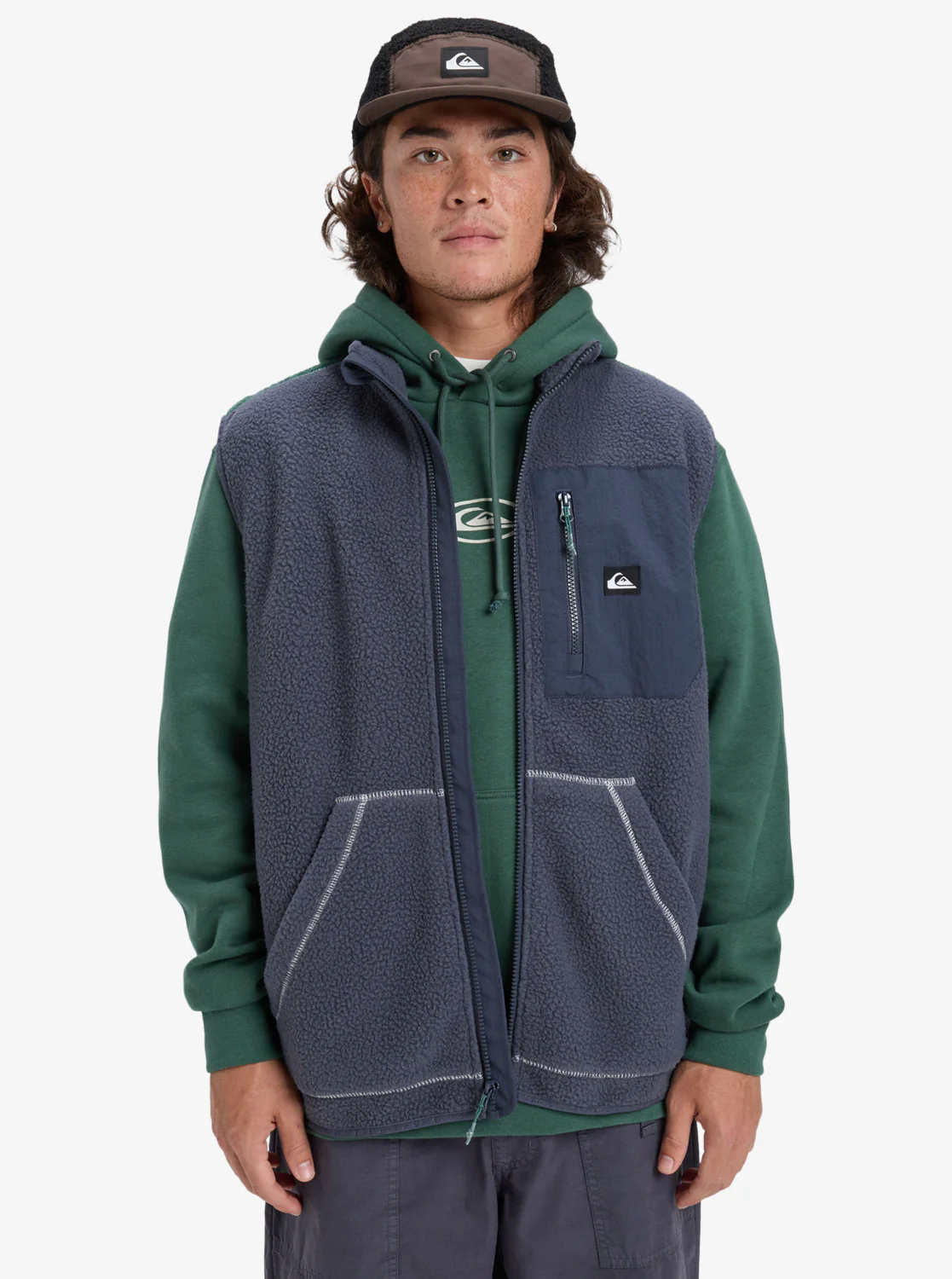 Quiksilver Men's Clean Coast Gillet Full Zip Fleece India Ink EQYPF03067-KSH0