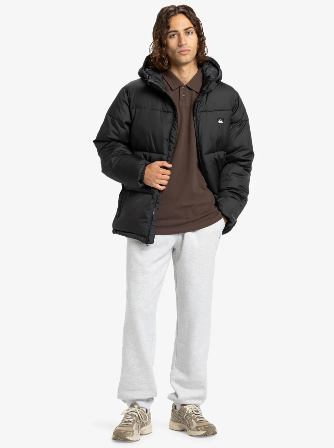 Quiksilver Men's Cold Days Puffer Hooded Jacket Black EQYJK04173-KVJ0