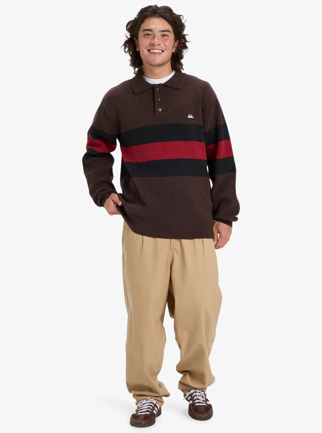 Quiksilver Men's Cooper Polo Sweatshirt Black Rugby Polo Stripes EQYSW03331-KVJ3 - Image 3