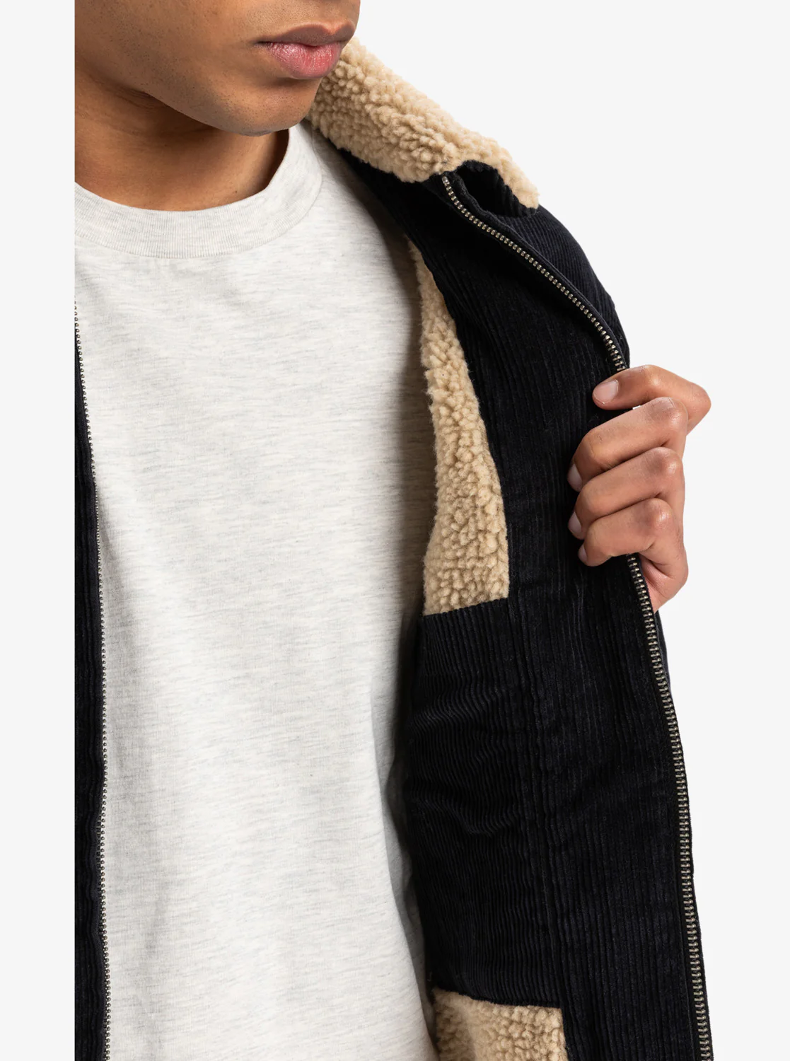 Quiksilver Men's Dna Sherpa Harrington Jacket Black EQYJK04201_KVJ0 - Image 5