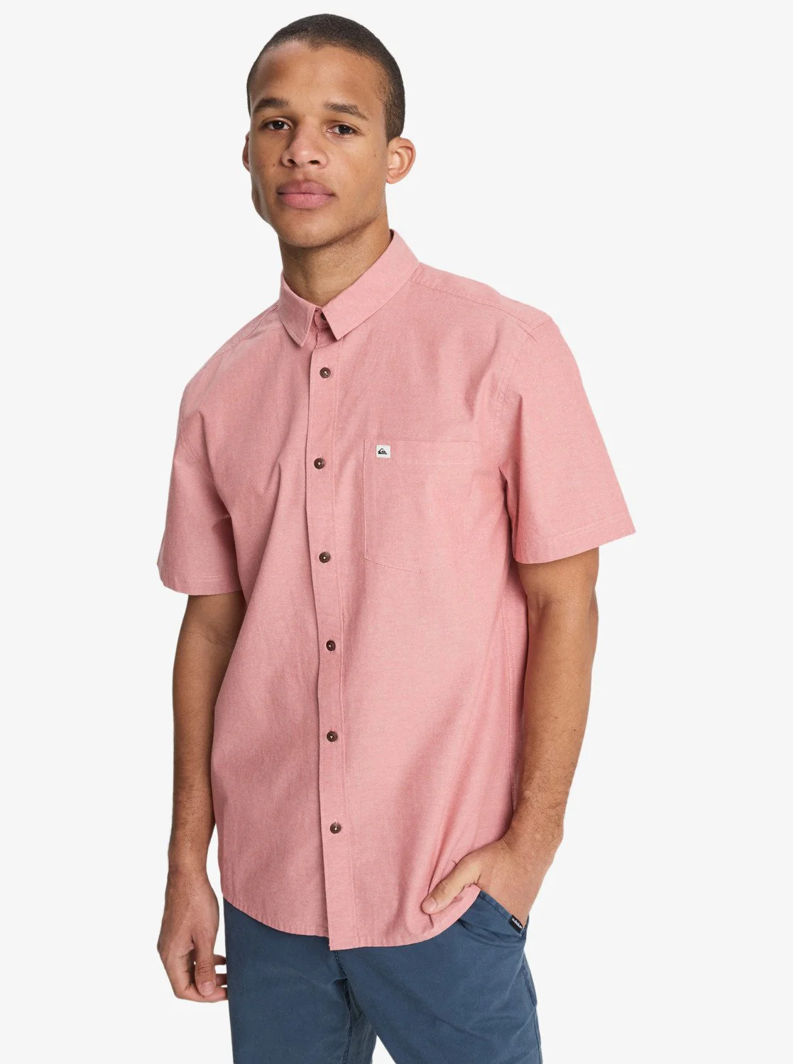 Quiksilver Men's Drumfins Short Sleeve Shirt Pink EQYWT04684-MKT0