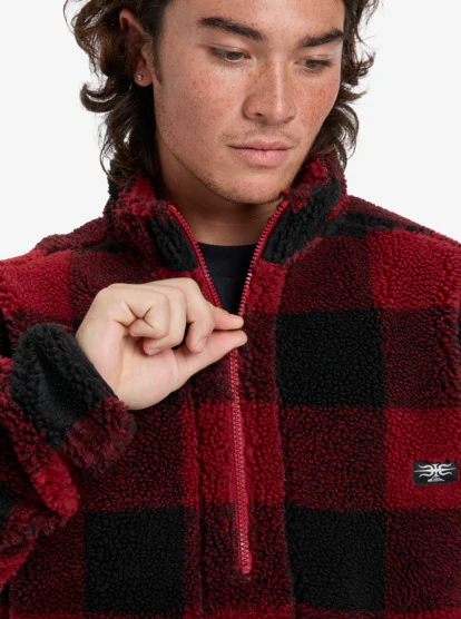 Quiksilver Men's Mercury Woodlands Half Zip Sherpa Jacket Biking Red EQYPF03070-RSG1 - Image 2