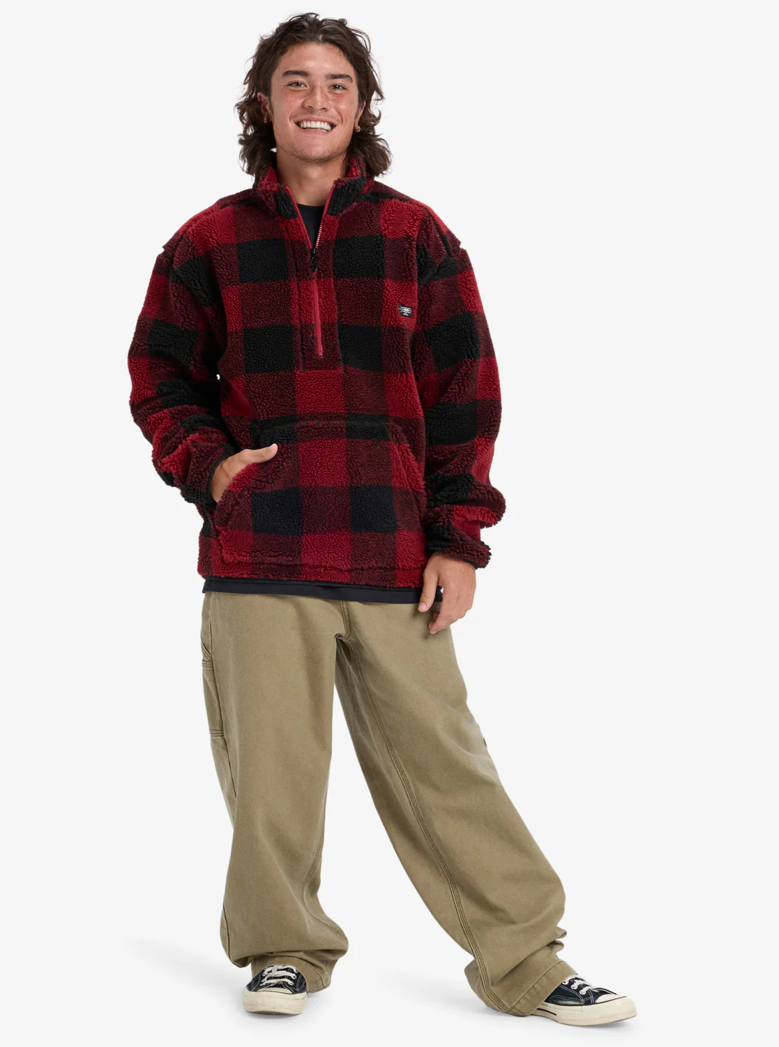 Quiksilver Men's Mercury Woodlands Half Zip Sherpa Jacket Biking Red EQYPF03070-RSG1 - Image 5