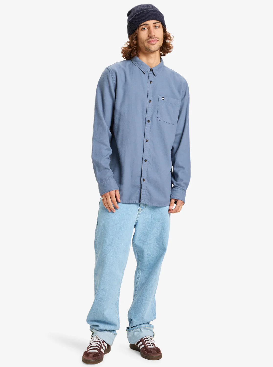 Quiksilver Men's Motherfly Solid Long Sleeve Shirt China Blue EQYWT04651-BND0 - Image 3