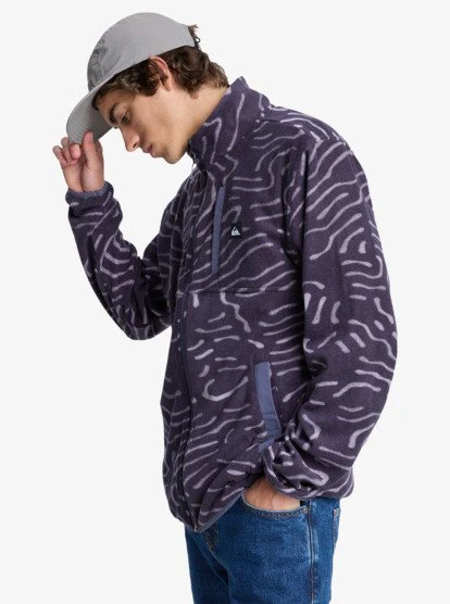 Quiksilver Mens' No Destination Full Zip Fleece Graystone Linear Stamp EQYPF03071-KRB6 - Image 3