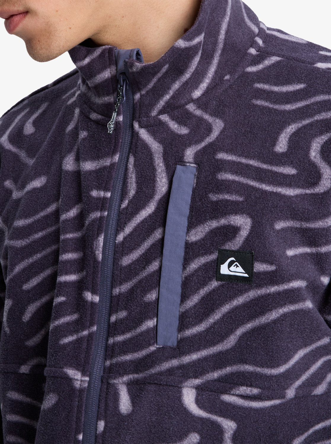 Quiksilver Mens' No Destination Full Zip Fleece Graystone Linear Stamp EQYPF03071-KRB6 - Image 4