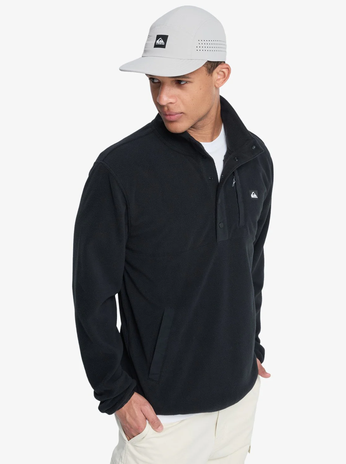 Quiksilver Men's No Destination Hs Half Opening With Snaps Micro Fleece Black EQYPF03072_KVJ0 - Image 3