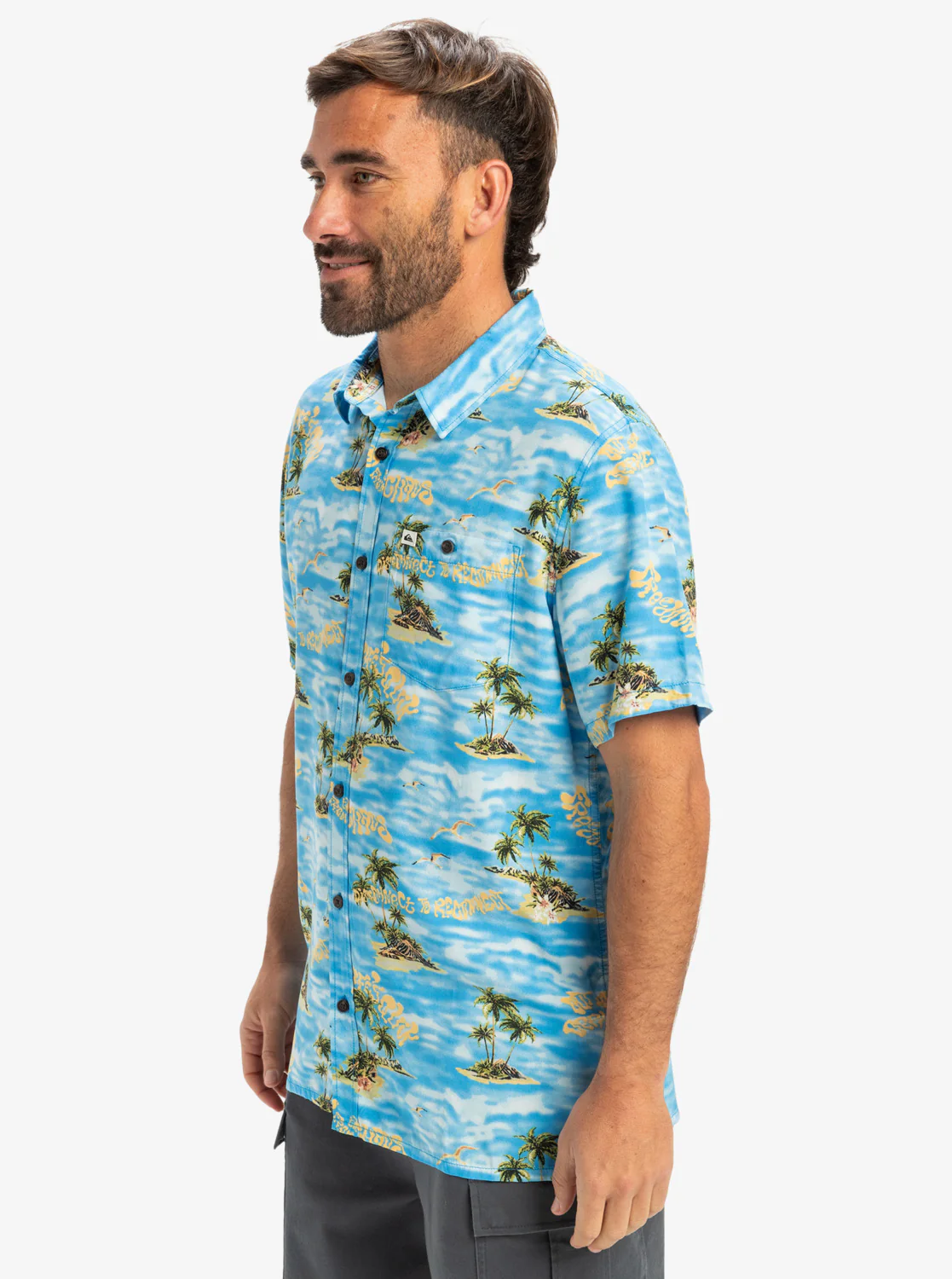 Quiksilver Men's Safe Paradise Short Sleeve Shirt Blue Naturama EQYWT04607-BQV6 - Image 3