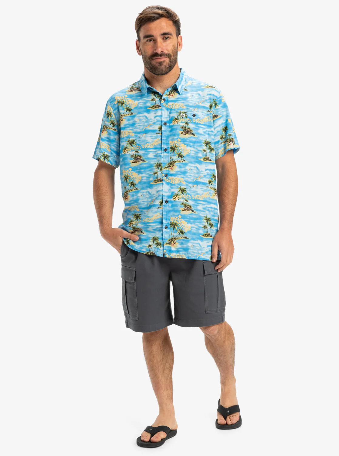 Quiksilver Men's Safe Paradise Short Sleeve Shirt Blue Naturama EQYWT04607-BQV6 - Image 4