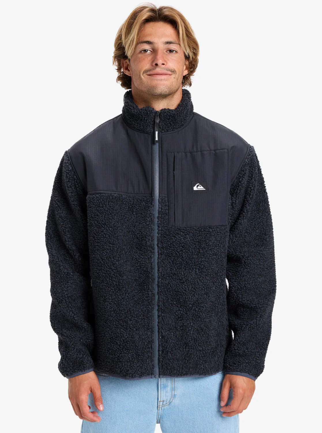 Quiksilver Men's Shallow Water Full Zip Sherpa Jacket Indian Ink Heather EQYPF03076_KSH0
