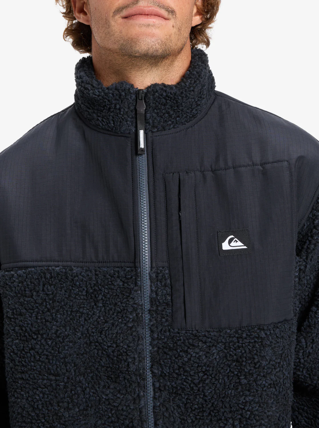Quiksilver Men's Shallow Water Full Zip Sherpa Jacket Indian Ink Heather EQYPF03076_KSH0 - Image 4