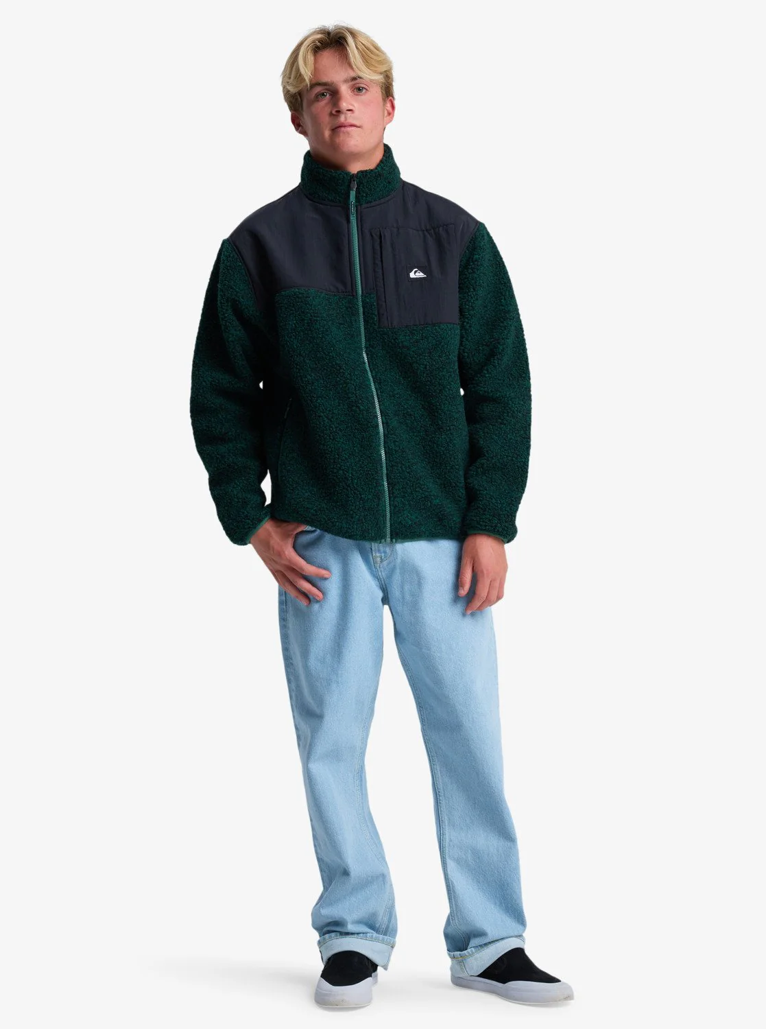 Quiksilver Men's Shallow Water Full Zip Sherpa Jacket Trekking Green Heather EQYPF03076_GSC6 - Image 2