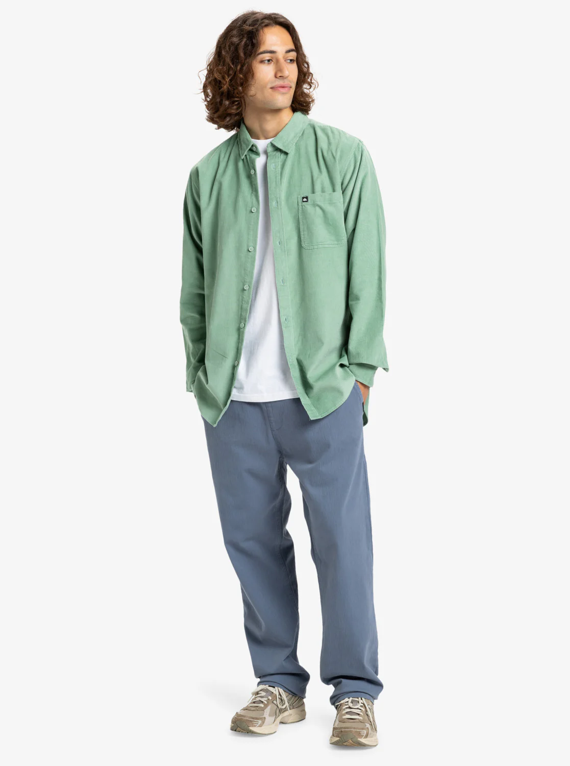 Quiksilver Men's Smoke Trail Cord Long Sleeve Shirt Granite Green EQYWT04652-GGV0 - Image 6