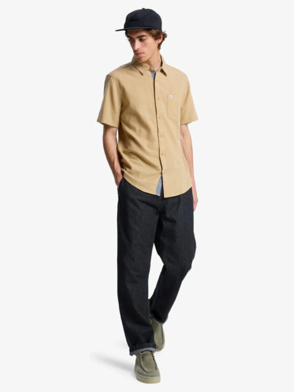 Quiksilver Men's Time Box Short Sleeve Shirt Khaki EQYWT04622-CJZ0 - Image 4