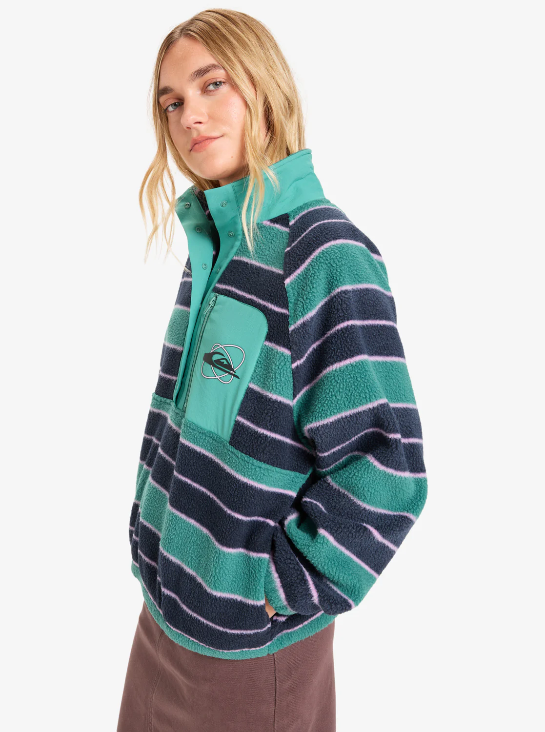 Quiksilver Women's Renek Half Zip Polar Fleece Deep Sea Strp Renek EQWPF03006-GMW6 - Image 5
