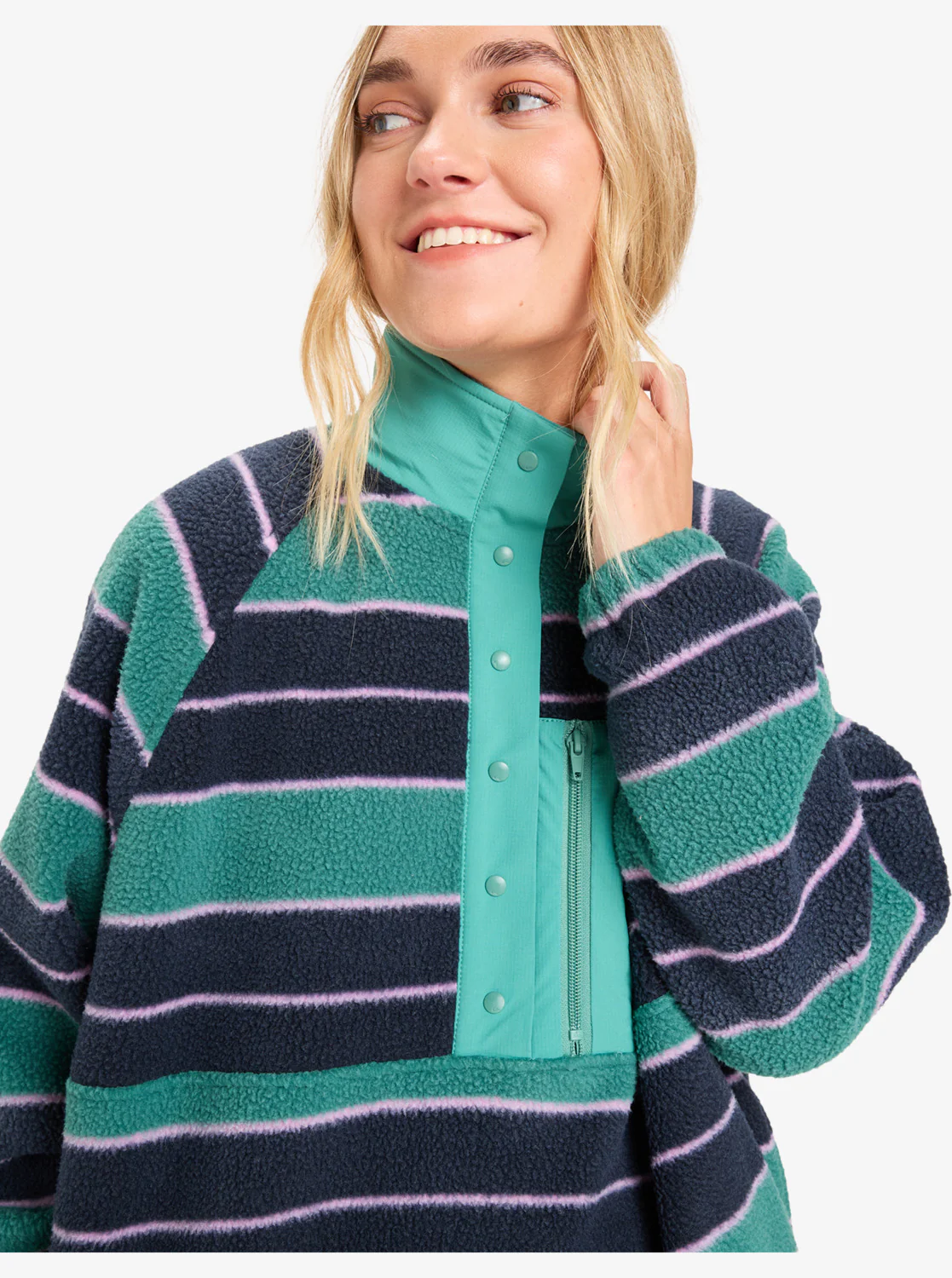 Quiksilver Women's Renek Half Zip Polar Fleece Deep Sea Strp Renek EQWPF03006-GMW6 - Image 6