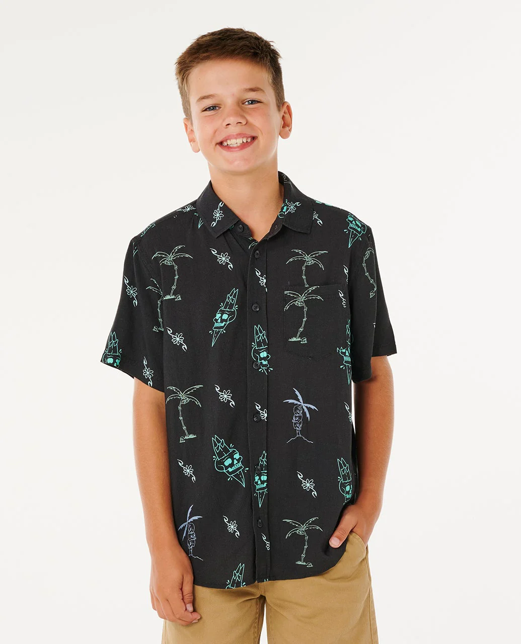Rip Curl Kids' Eternal Shred SS Shirt (8-16 Years) Washed Black 01YBSH-8264
