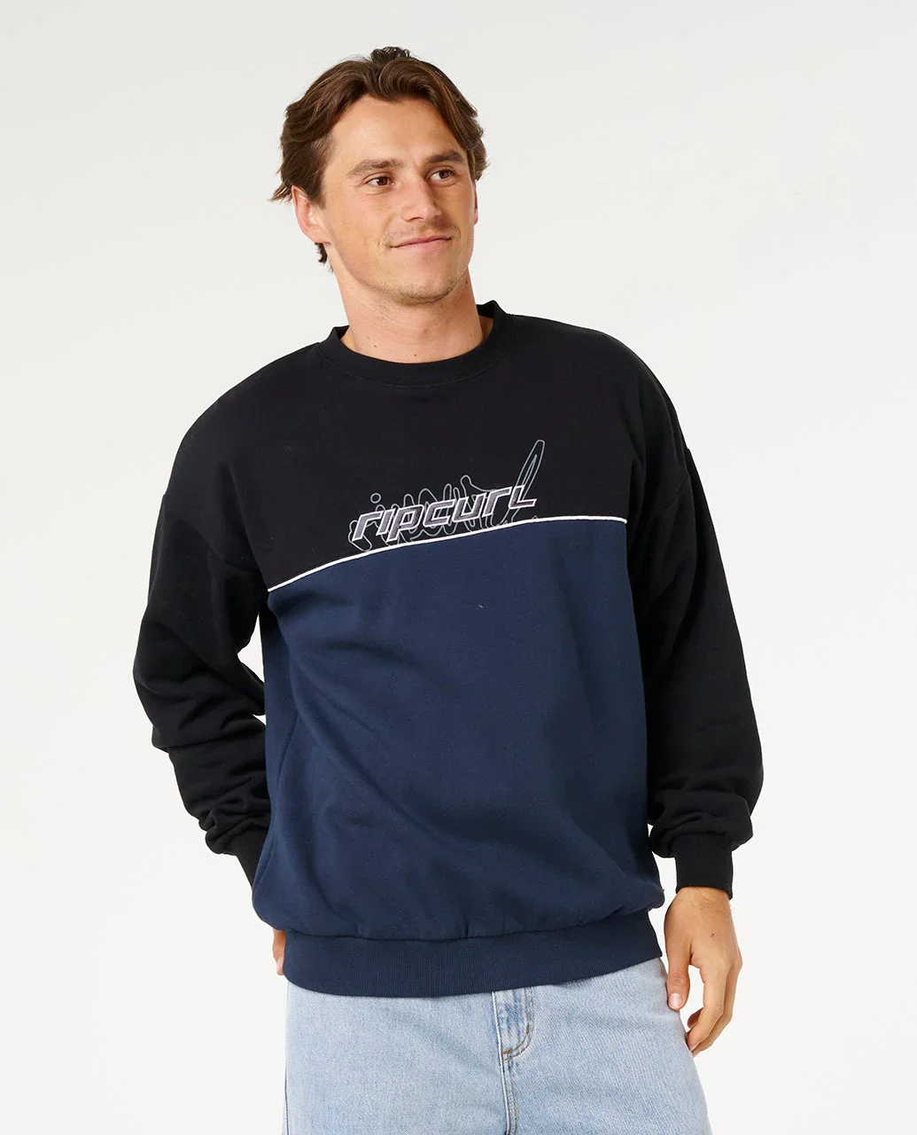Rip Curl Men's Panel Beater Crew Fleece Black 0BFMFL-0090