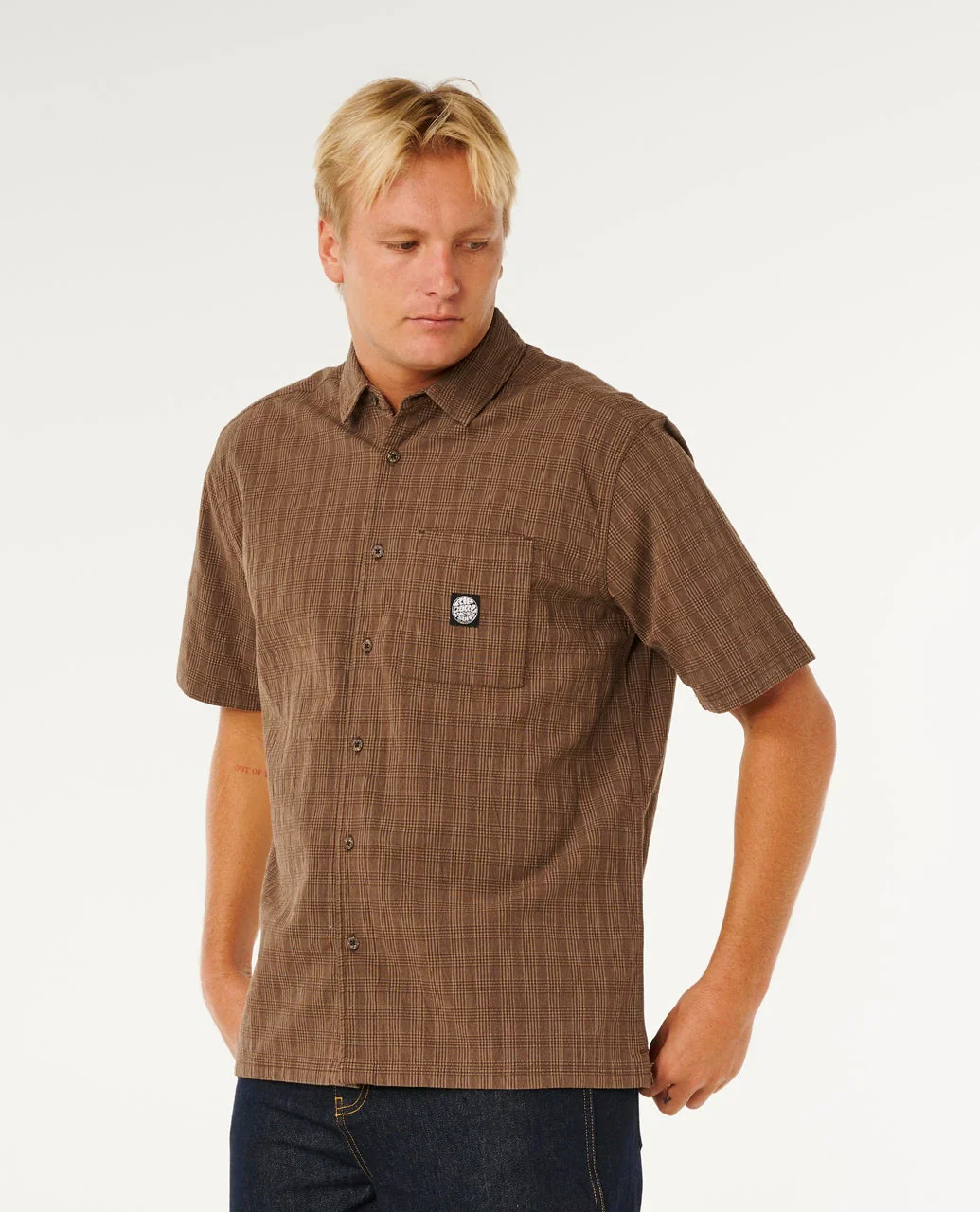 Rip Curl Men's Premium Surf Check Short Sleeve Shirt Coffee 06OMSH_0005 - Image 2