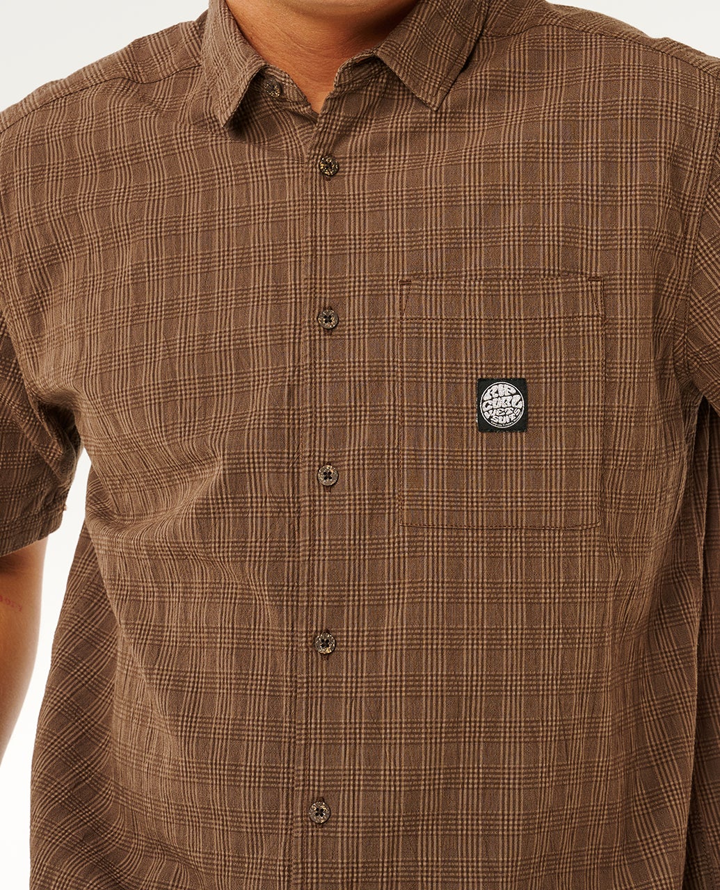Rip Curl Men's Premium Surf Check Short Sleeve Shirt Coffee 06OMSH_0005 - Image 4