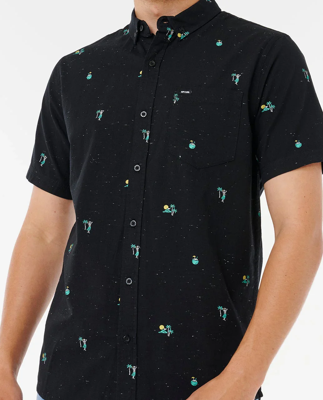 Rip Curl Men's Skelly Breach Short Sleeve Shirt Black 05XMSH_0090 - Image 4
