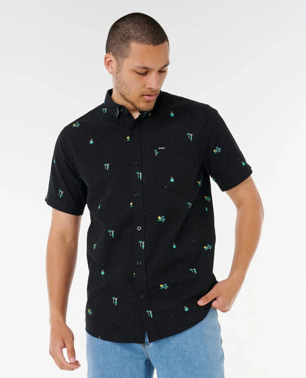 Rip Curl Men's Skelly Breach Short Sleeve Shirt Black 05XMSH_0090 - Image 5