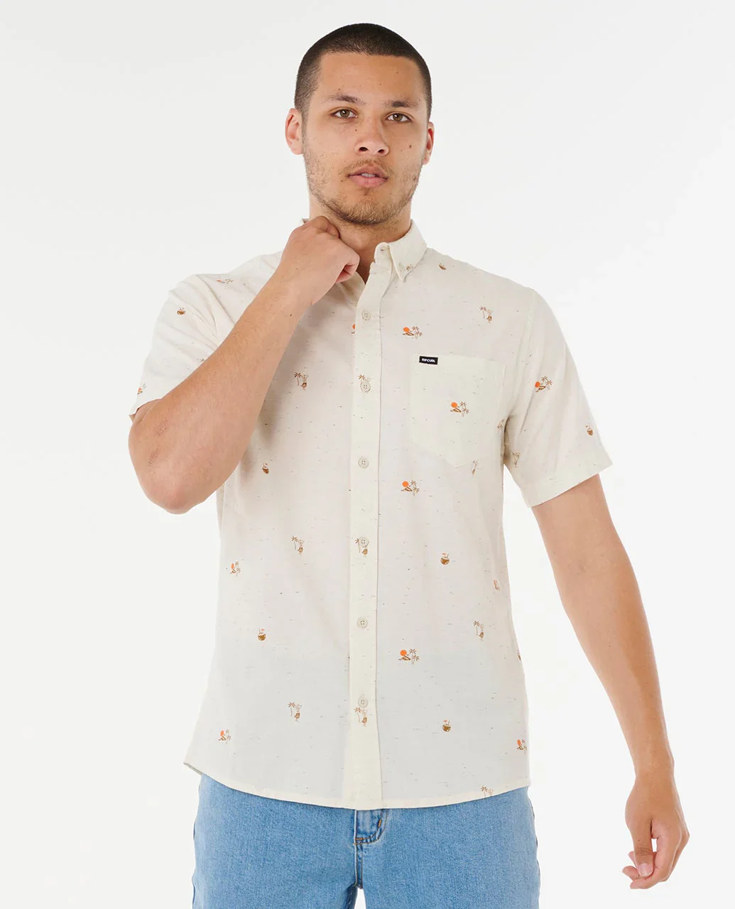 Rip Curl Men's Skelly Breach Short Sleeve Shirt Off White 05XMSH_0003 - Image 5