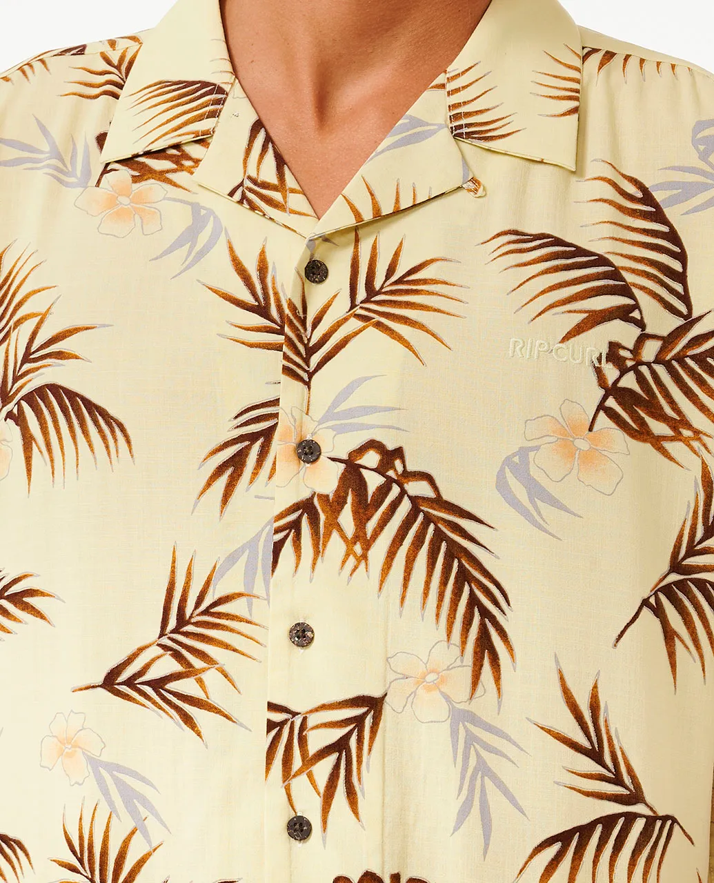 Rip Curl Men's Surf Revival Floral Short Sleeve Shirt Vintage Yellow 031MSH-8872 - Image 4