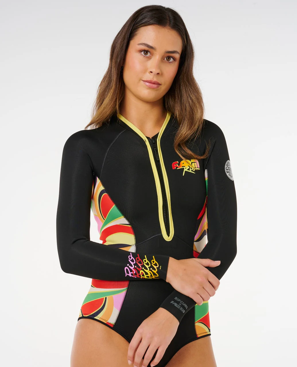 Rip Curl Women's G-Bomb 1.5mm Long SLeeve Front Zip Full Springsuit Neon Waves 14IWSP-2848 - Image 4