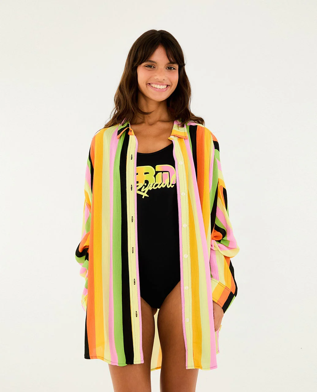Rip Curl Women's Neon Stripe Relaxed Shirt Multico 07PWSH-3282 - Image 4