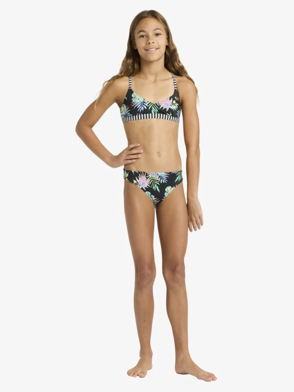 Roxy Kids' Active Triangle Bikini Set (6-16 Years) Anthracite Aquarella Active Rg ERGX203693-XMGB - Image 3