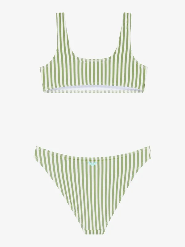 Roxy Kids' Bico Active Bralette Bikini Set (6-16 Years) Oil Green Vert Moda Stripe ERGX203689-GLD4 - Image 2