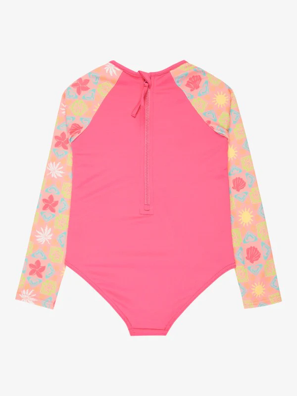 Roxy Kids' Check LS One Piece Swimsuit (2-7 Years) Plumeria Hippie Hour Diagonal ERLWR03358-XMGN - Image 2
