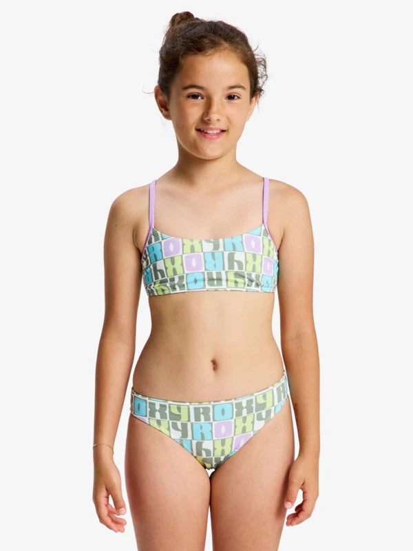 Roxy Kids' Letter Up Two Piece Bralette Set (8-14 Years) Oil Green ERGX203696-GLD8