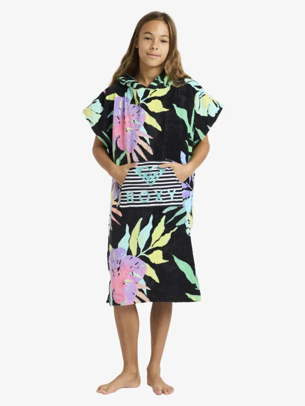 Roxy Kids' Rg Stay Magical Printed Poncho Towel Anthracite Aquarella Active ERGAA03220-XMGB