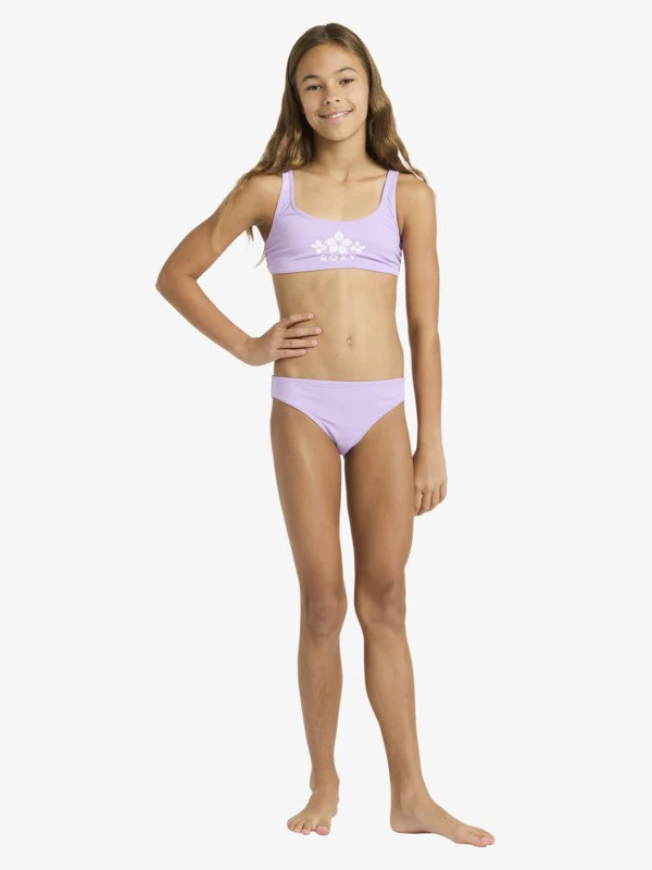 Roxy Kids' Solid Active Set Girls 6-16 Purple Two Piece Bralette Bikini Set Crocus Petal ERGX203686 -PKL0 - Image 4