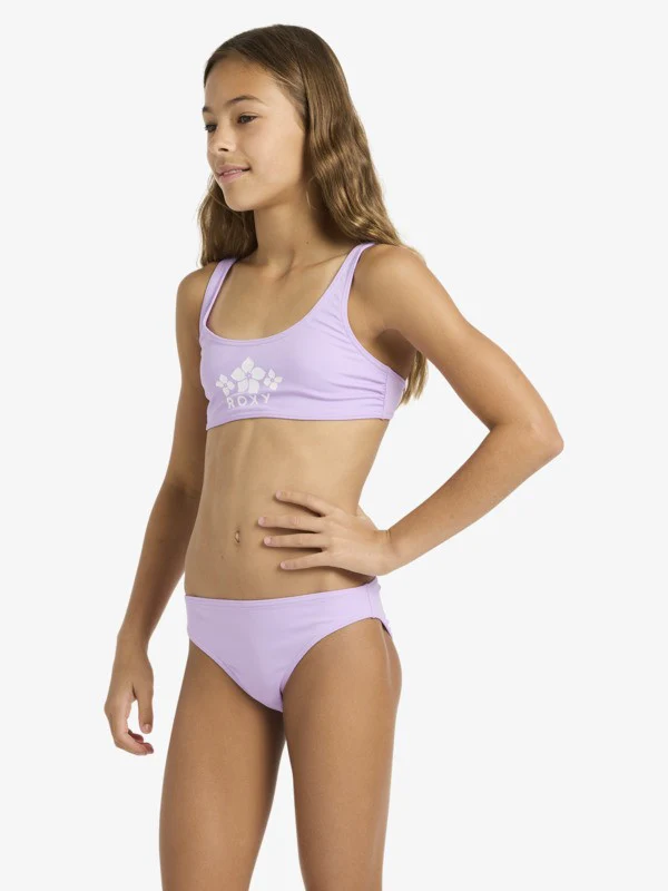 Roxy Kids' Solid Active Set Girls 6-16 Purple Two Piece Bralette Bikini Set Crocus Petal ERGX203686 -PKL0 - Image 5