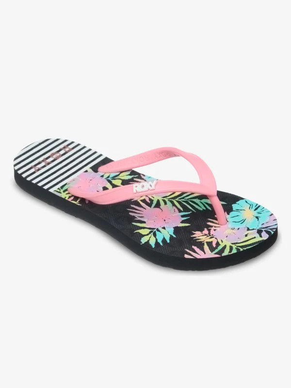 Roxy Kid's Viva Stamp Flip Flops Black Multi ERGL100014-KMI1