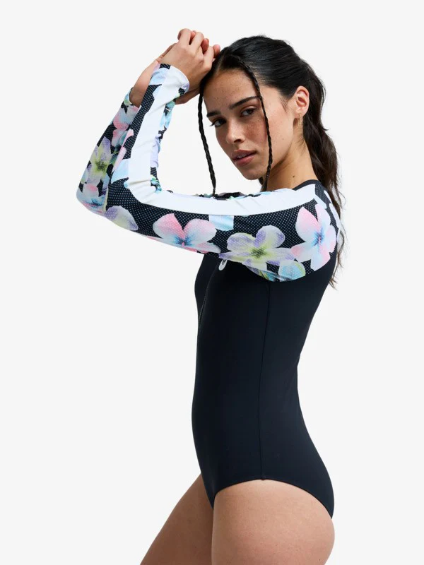 Roxy Women's Active Long Sleeve One Piece Swimsuit Anthracite Im Fleur Real ERJWR03927-KVJ7 - Image 3