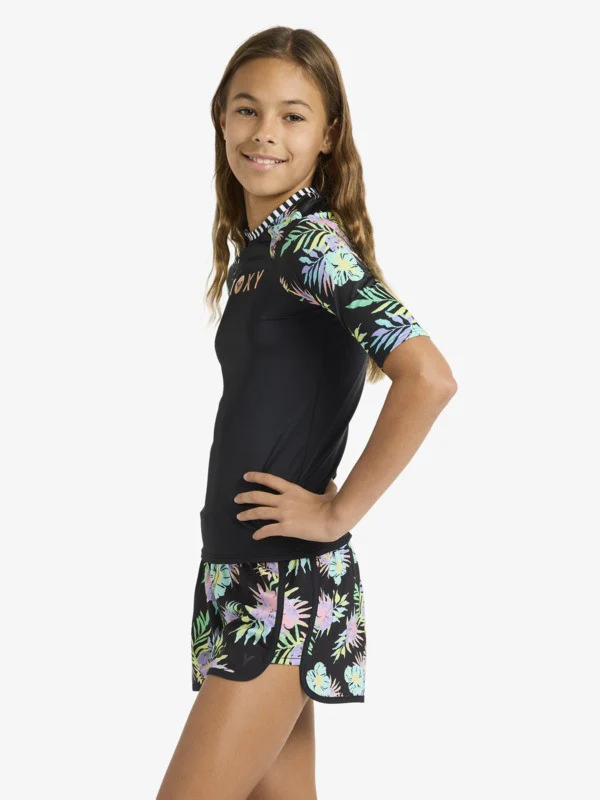 Roxy Women's Active Short Sleeve Rash Vest Anthracite Aquarella Active Rg ERGWR03486-XMGB - Image 4
