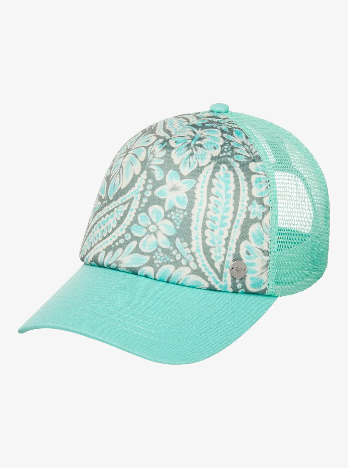 Roxy Women's Beautiful Morning Trucker Cap Oil Green Wildside Paisley ERJHA04434-GLD6