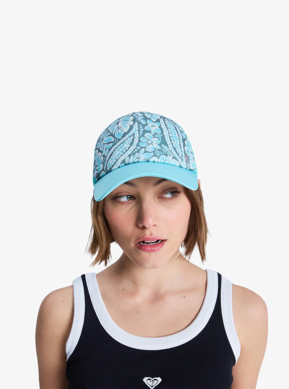 Roxy Women's Beautiful Morning Trucker Cap Oil Green Wildside Paisley ERJHA04434-GLD6 - Image 5