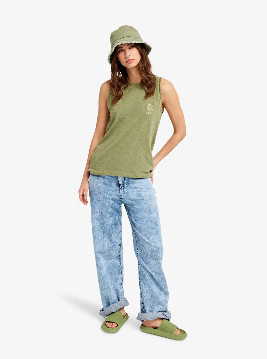 Roxy Women's Better Days Vest Top Oil Green ERJKT04385-GLD0 - Image 4