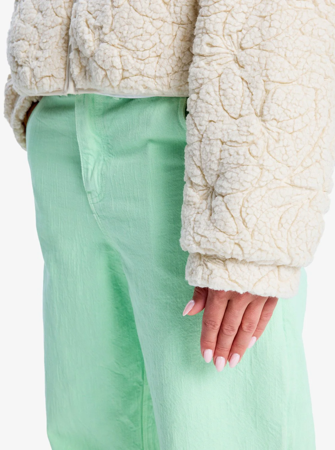 Roxy Women's Blurry Cloud Full Zip Relaxed Fleece Parchment ERJPF03212-TEC0 - Image 5