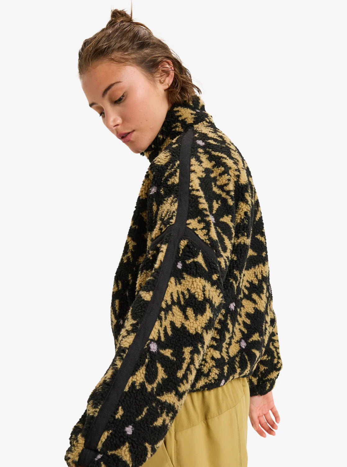 Roxy Women's Boundless Spirit Zippered Sherpa Jacket Anthracite Big Flowers ERJPF03220-KVJ3 - Image 3