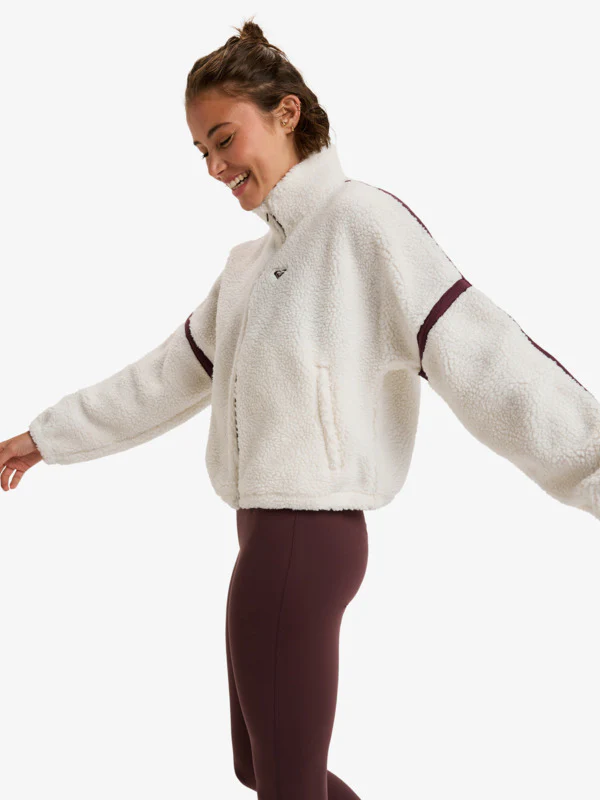 Roxy Women's Boundless Spirit Zippered Sherpa Jacket Whisper White ERJPF03220_WCF0 - Image 3