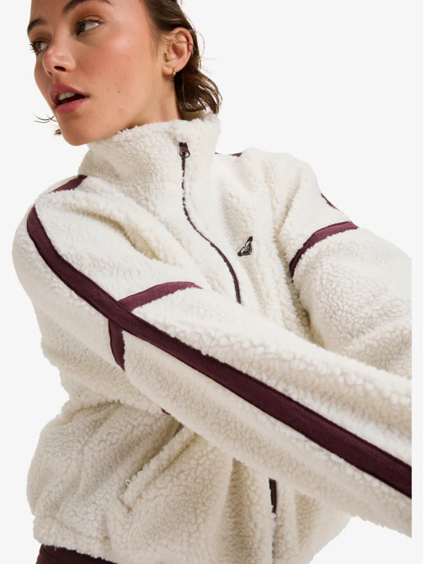 Roxy Women's Boundless Spirit Zippered Sherpa Jacket Whisper White ERJPF03220_WCF0 - Image 4