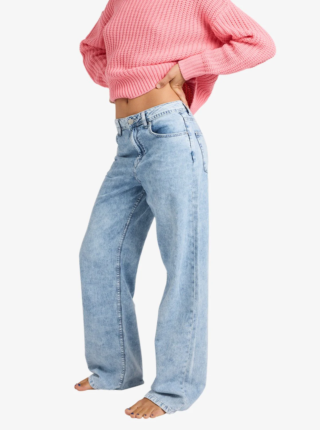 Roxy Women's Dawn Patrol Mid Loose Fit Denim Jeans Sunbleached ERJDP03340-BFB0 - Image 5