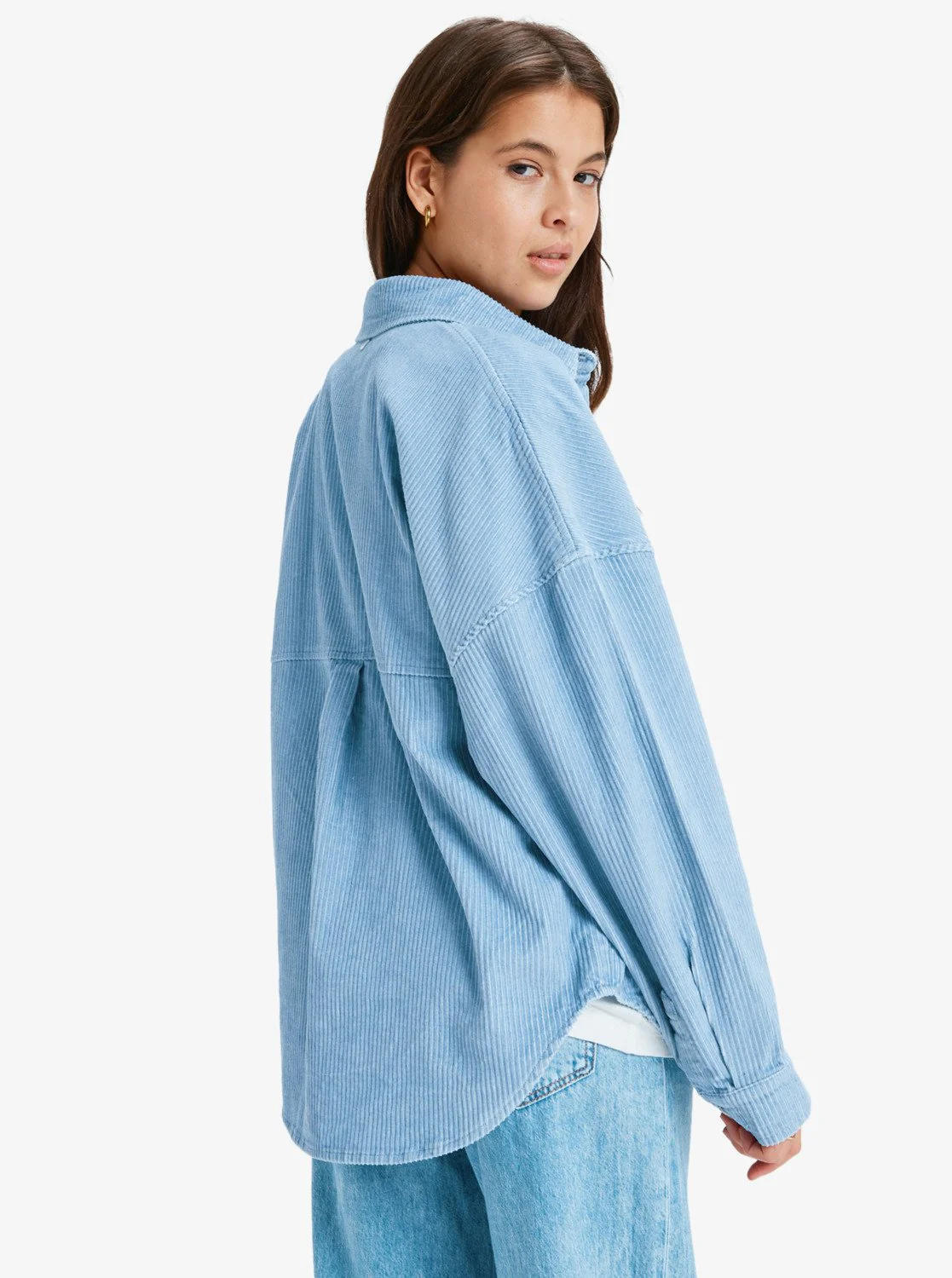 Roxy Women's Kick Back Washed Oversized Corduroy Jacket Blue Blizzard ERJWT03697-BKJ0 - Image 5
