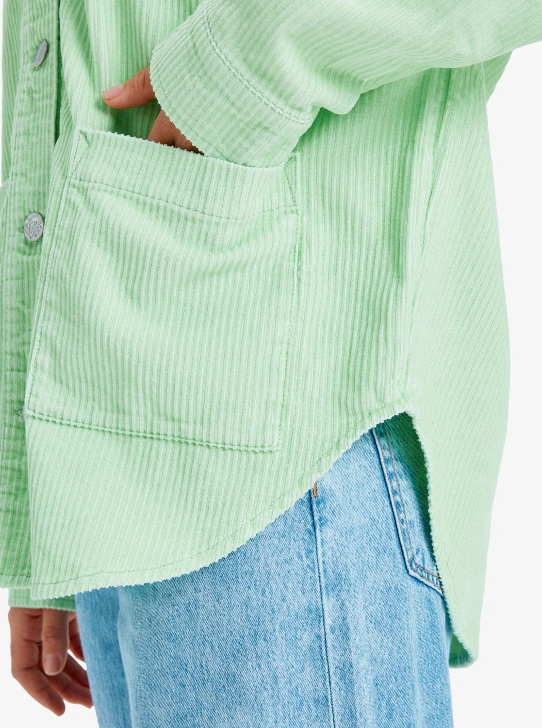 Roxy Women's Kick Back Washed Oversized Corduroy Jacket Pistachio Green ERJWT03697-GED0 - Image 5